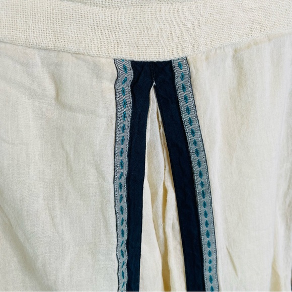 Vintage Free People Tan Blue Floral Cotton Lined Boho Mini Skirt | Size 6 - Picture 3 of 7